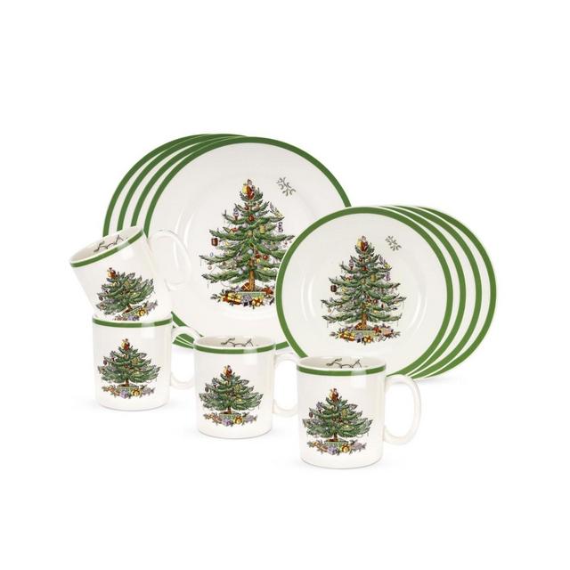 Spode Christmas Tree 12-Piece Dinnerware Set, Service for 4