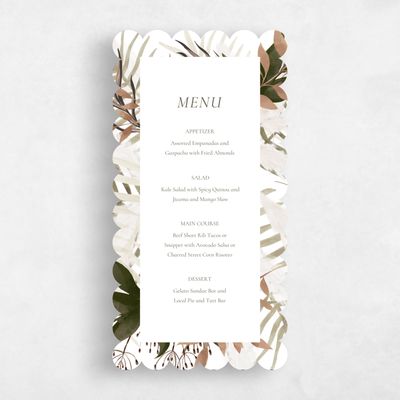White Scalloped Wedding Menu - Segovia