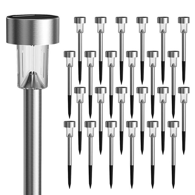 GIGALUMI 24 Pack Solar Path Lights Outdoor,Solar Lights Outdoor Waterproof,Stainless Steel LED Landscape Lighting,Solar Garden Lights for Driveway,Pathway,Patio,Yard