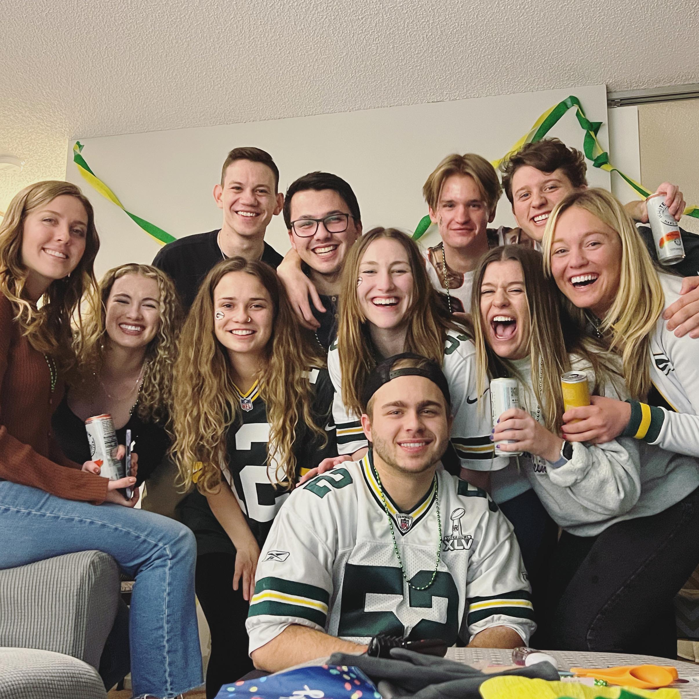 Celebrating Kayla's birthday with a Packer playoff game (those darn 49ers ruining the Pack's playoff run)