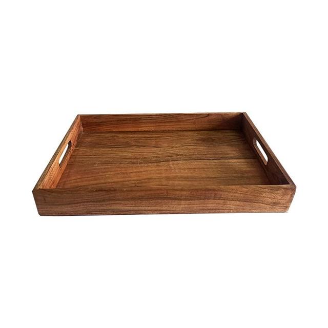 BAMEOS Serving Tray with Handle Bamboo Bed Tray with Two Coasters