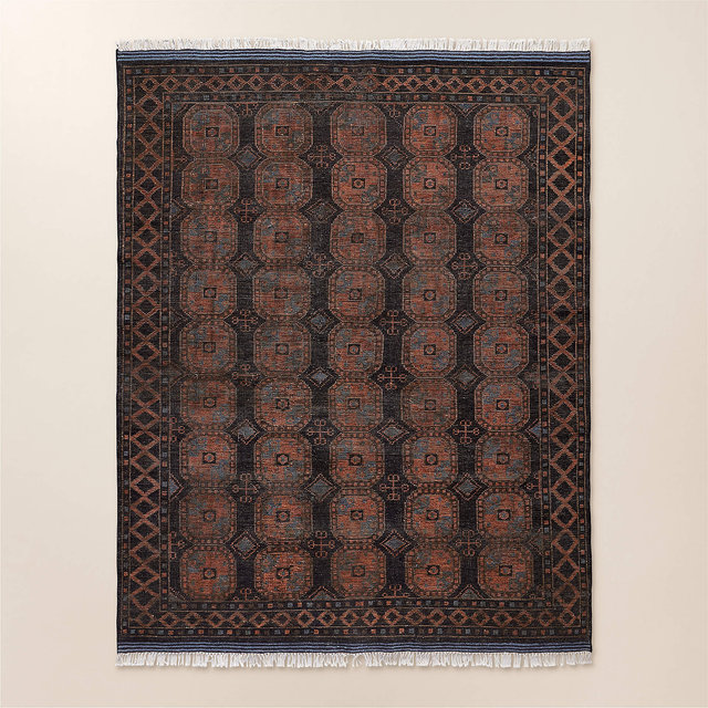 Pascala Hand-Knotted Black Wool Area Rug 8'x10'