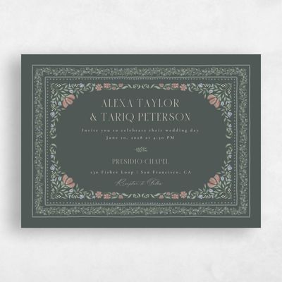 Dark Seaweed, Grey Wedding Invitation - Mirelia Landscape