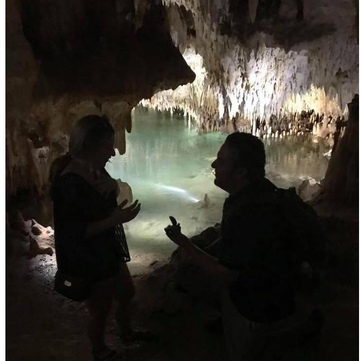 Kyle proposed in a cave in Cayman's Islands