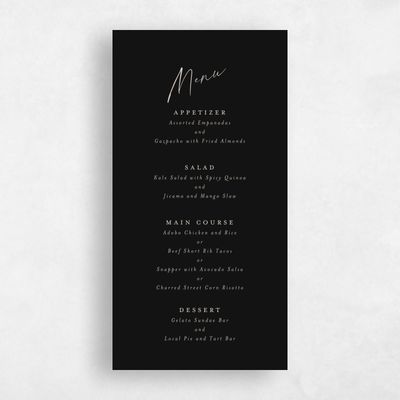 Black Wedding Menu - Anerley