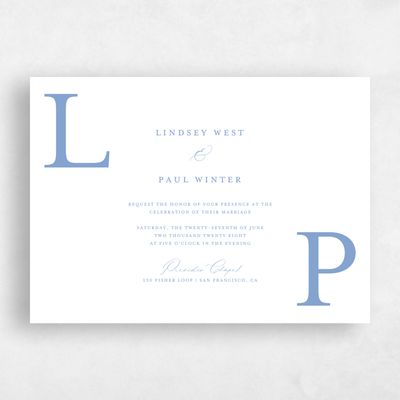 Dusty Blue Wedding Invitation - Richmond Landscape Letterpress