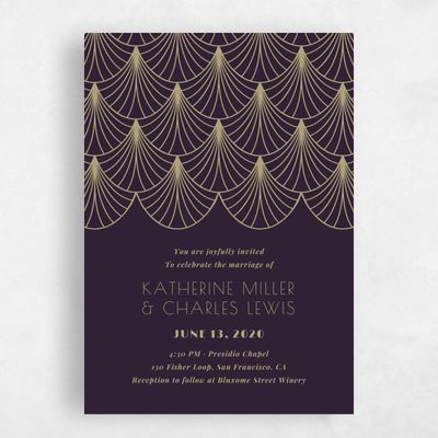 Plum, Purple Wedding Invitation - Baker Fan