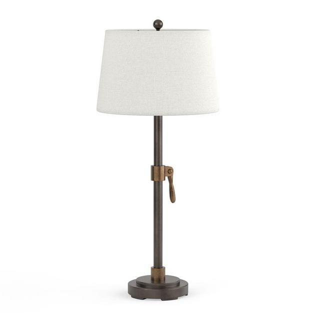 Sutter Adjustable 27" Metal Table Lamp with Medium Tapered Gallery Shade, White