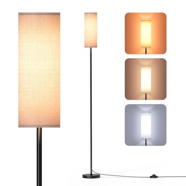 Lithomy Floor Lamps for Living Room with 3 Color Temperatures,Tall Reading Lamp for Bedroom, Living Room, Office, Kids Room, Dimmable Floor Lamp,9W Bulb Included,Remote Control Not Included