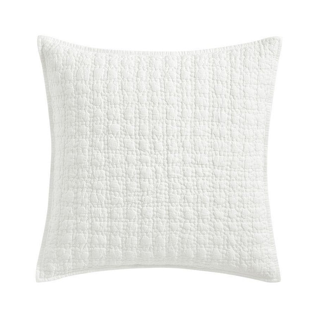 Linen Garment Wash Quilted Sham, White, Euro