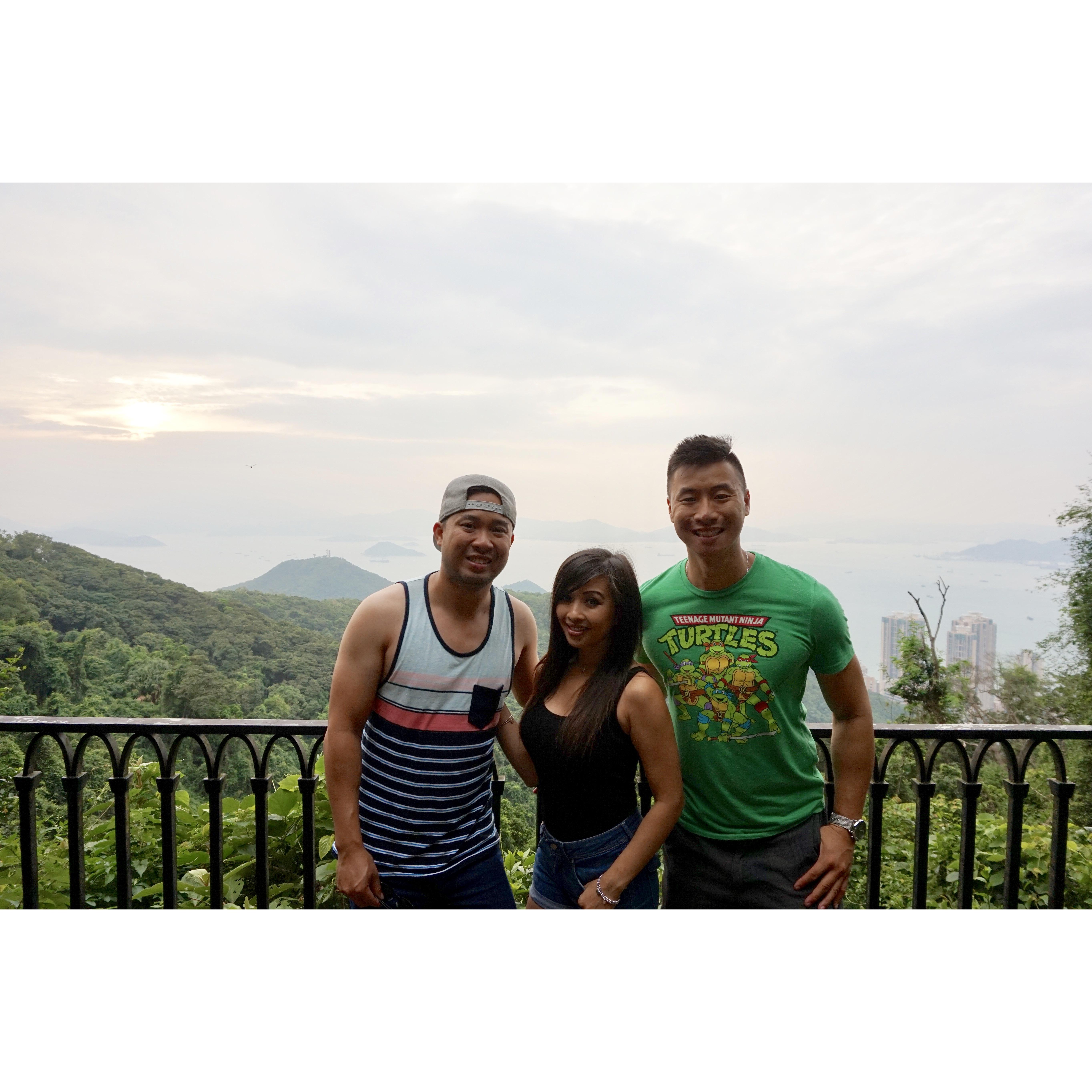 Hiking up Victoria's Peak in Hong Kong.