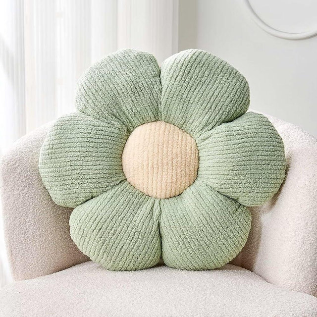 Kcvvcr Flower Throw Pillow, Soft Sage Green 14.9" Flower Pillow for Home Decor, Cute Flower Shaped Floor Pillow Aesthetic Flower Plush Decorative Pillows for Bed Sofa Couch