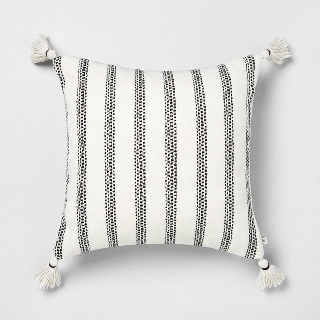 18x18 Stripe Square Pillow Black - Hearth & Hand™ with Magnolia
