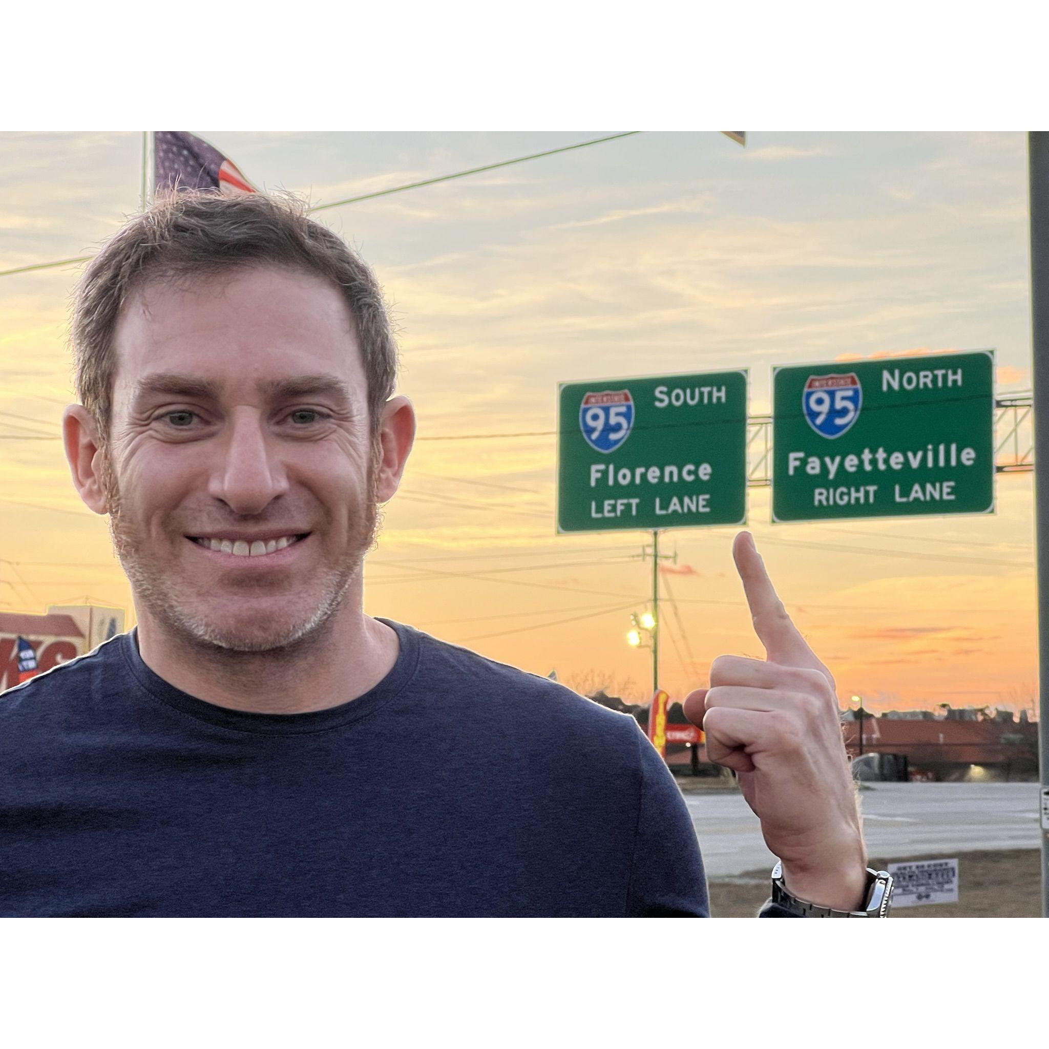 Colin on a road trip from CT to FL with Colin's mom and dad... and hey look, 'Florence'!