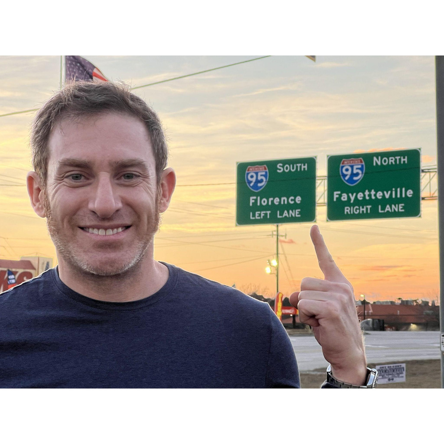 Colin on a road trip from CT to FL with Colin's mom and dad... and hey look, 'Florence'!