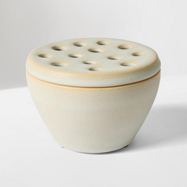 Lidded Ceramic Flower Frog, Moonstone