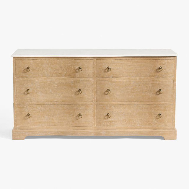 Scarlett 6-Drawer Marble Wide Dresser, Weathered Wheat, 64"
