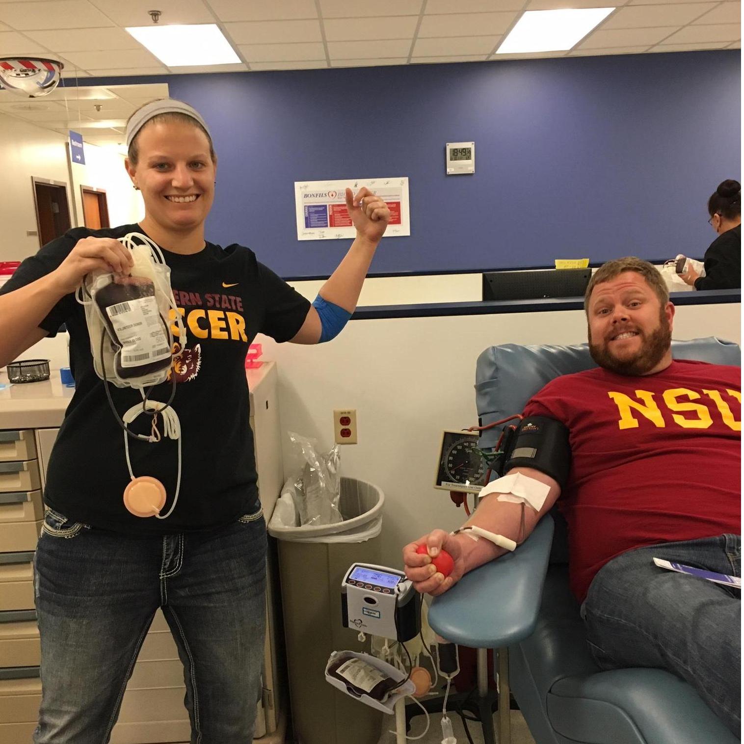 Giving blood! I'll show you my pint if you show me yours