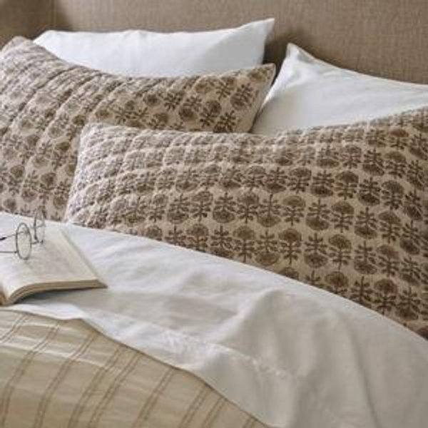 Flora Block Print Pillow Sham - Natural
