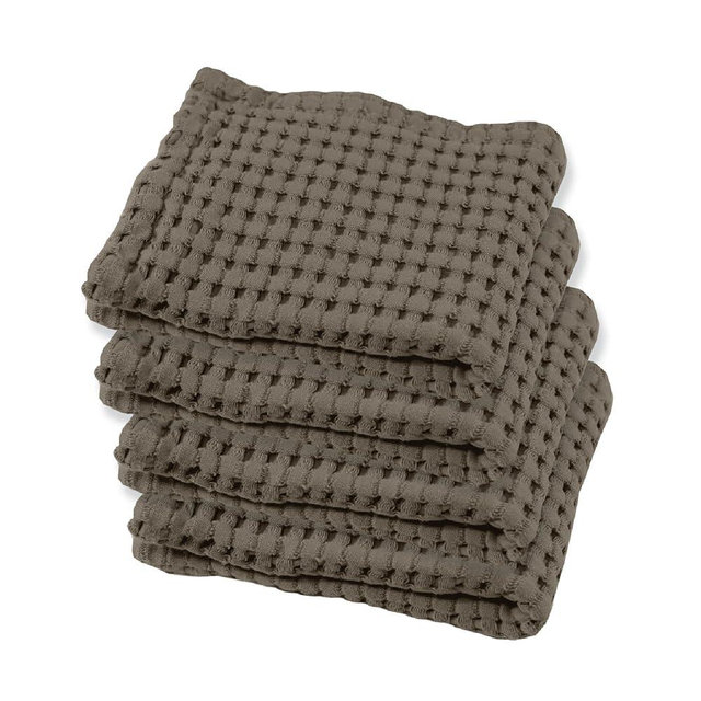 GILDEN TREE Waffle Towel Quick Dry Thin Exfoliating 4 Pack Washcloths for Face Body, Modern Style (Stone)