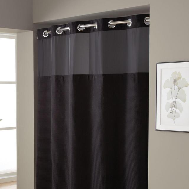 Hookless® Waffle 71-Inch x 74-Inch Fabric Shower Curtain in Black