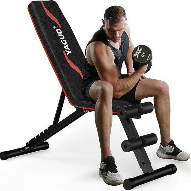 Yagud Weight Bench Press, Adjustable Workout Benches for Home Gym Dumbbell Exercise, 800 LB Stable Incline Decline Bench for Full Body Workout, 2 Sec Fast Folding Strength Training Sit up Bench