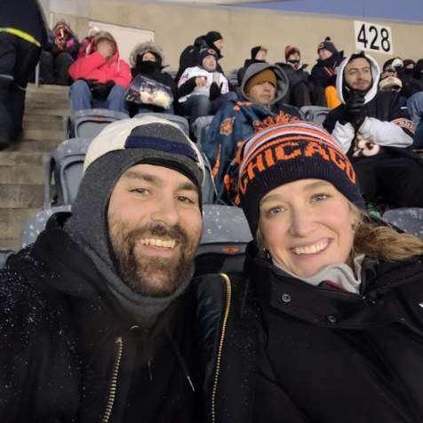 Bears Playoffs Game! Fun Fact: John debated proposing at this game, but Launa's sisters vetoed (wise).