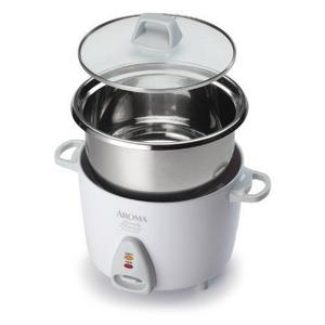 Aroma Housewares - Aroma Simply Stainless 3-Cup(Uncooked) 6-Cup (Cooked) Rice Cooker, White