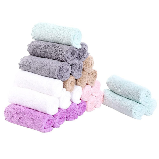 Sunny zzzZZ 24 Pack Kitchen Dishcloths, 10 x 10 Inch, Multicolor - Does Not Shed Fluff - No Odor Reusable Dish Towels, Premium Dish Cloths, Super Absorbent Coral Fleece Cleaning Cloths