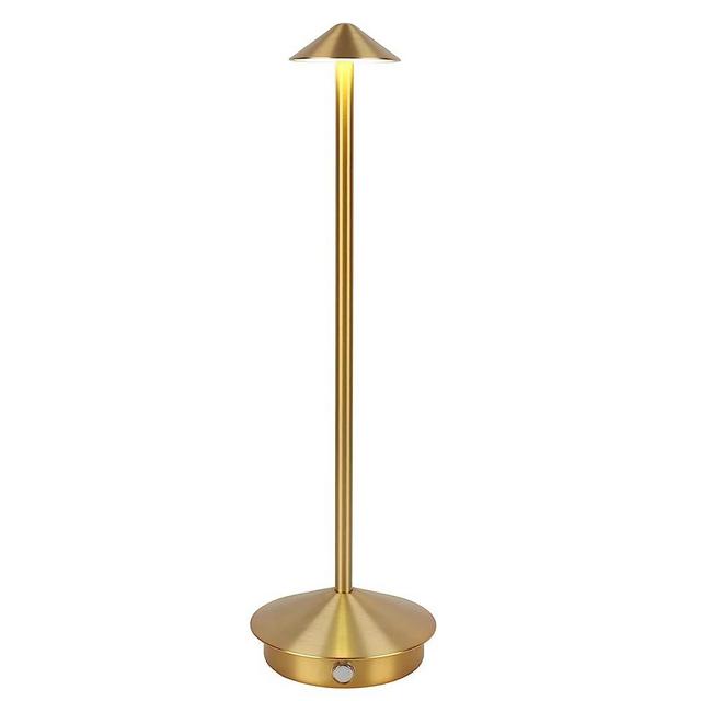 LIGHTJXDS Cordless Table Lamp, Portable LED Desk Lamp, Mordern Rechargeable Nightstand Lamp in Aluminum, Dimmable Table Light for Indoor Outdoor (Gold)