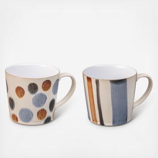 Handcrafted Multi Mug, Set of 2