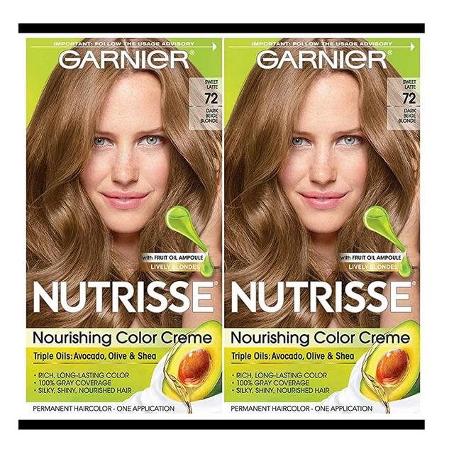 Garnier Hair Color Nutrisse Nourishing Creme, 72 Dark Beige Blonde (Sweet Latte), 2 Count
