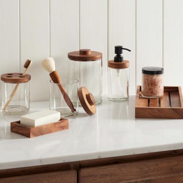 Clover Wood & Glass Bath Accessories