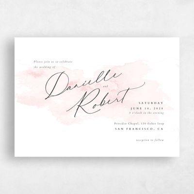Blush, Pink Wedding Invitation - Lombok Landscape