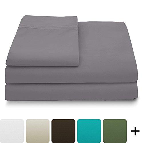 Cosy House Collection Luxury Bamboo Bed Sheet Set - Hypoallergenic Bedding Blend from Natural Bamboo Fiber - Resists Wrinkles - 4 Piece - 1 Fitted Sheet, 1 Flat, 2 Pillowcases - Queen, Grey