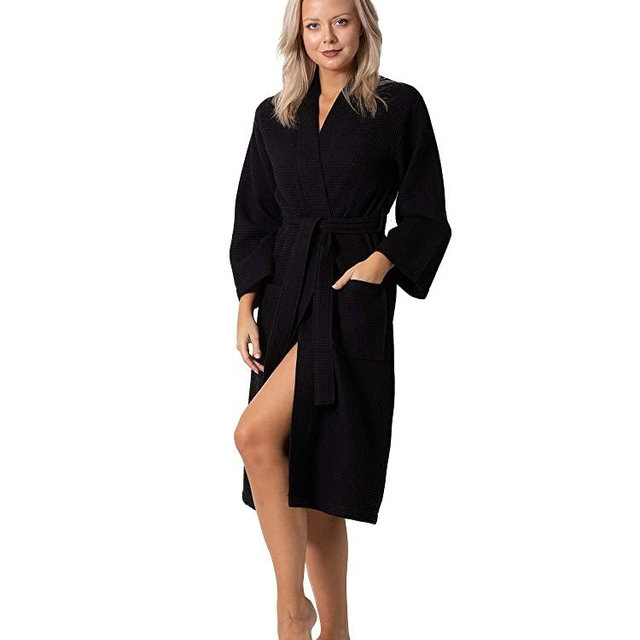 Turkish Linen Waffle Knit Lightweight Kimono Spa & Bath Robes for Women - Quick Dry - Soft