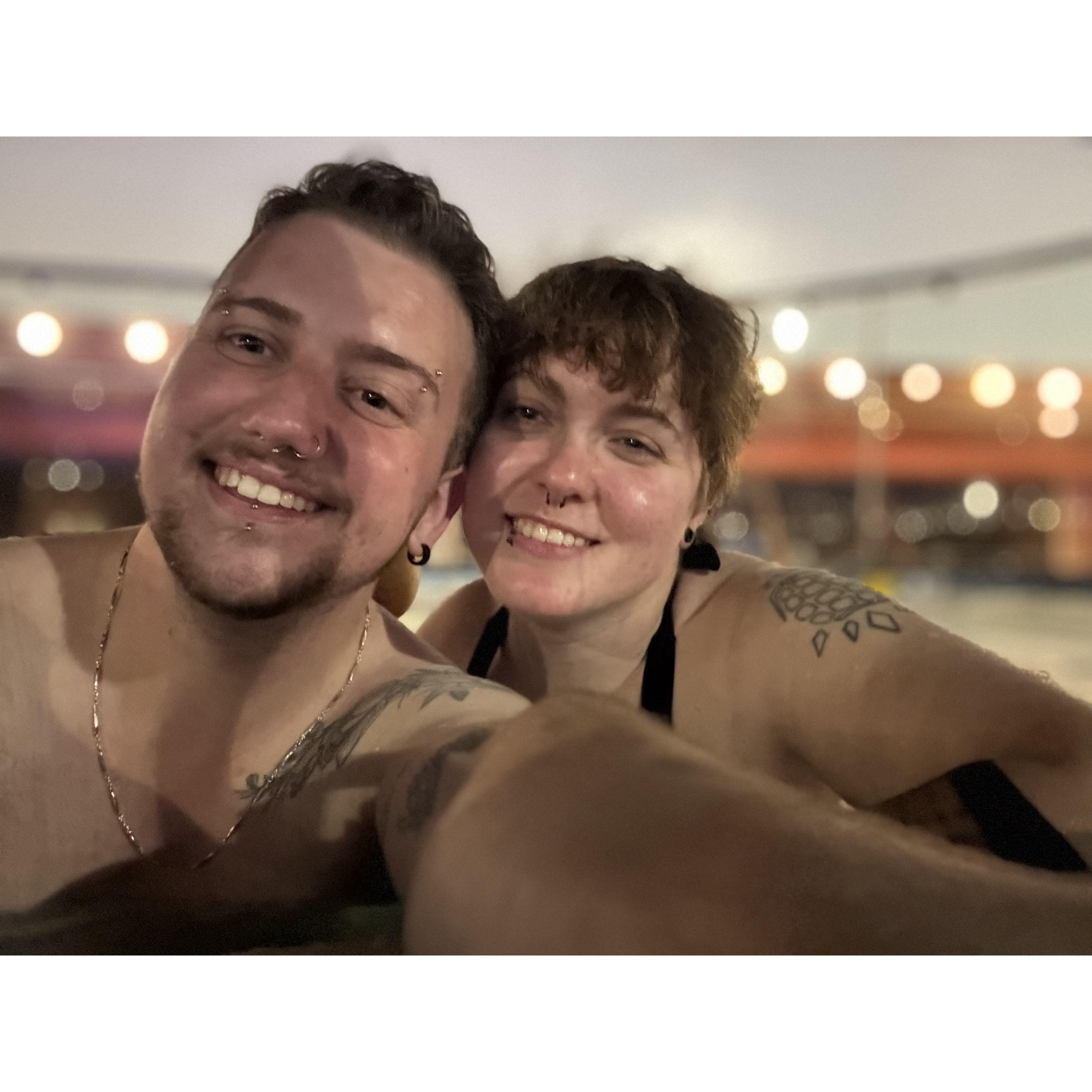 Late night hot tubs aboard Carnival Freedom