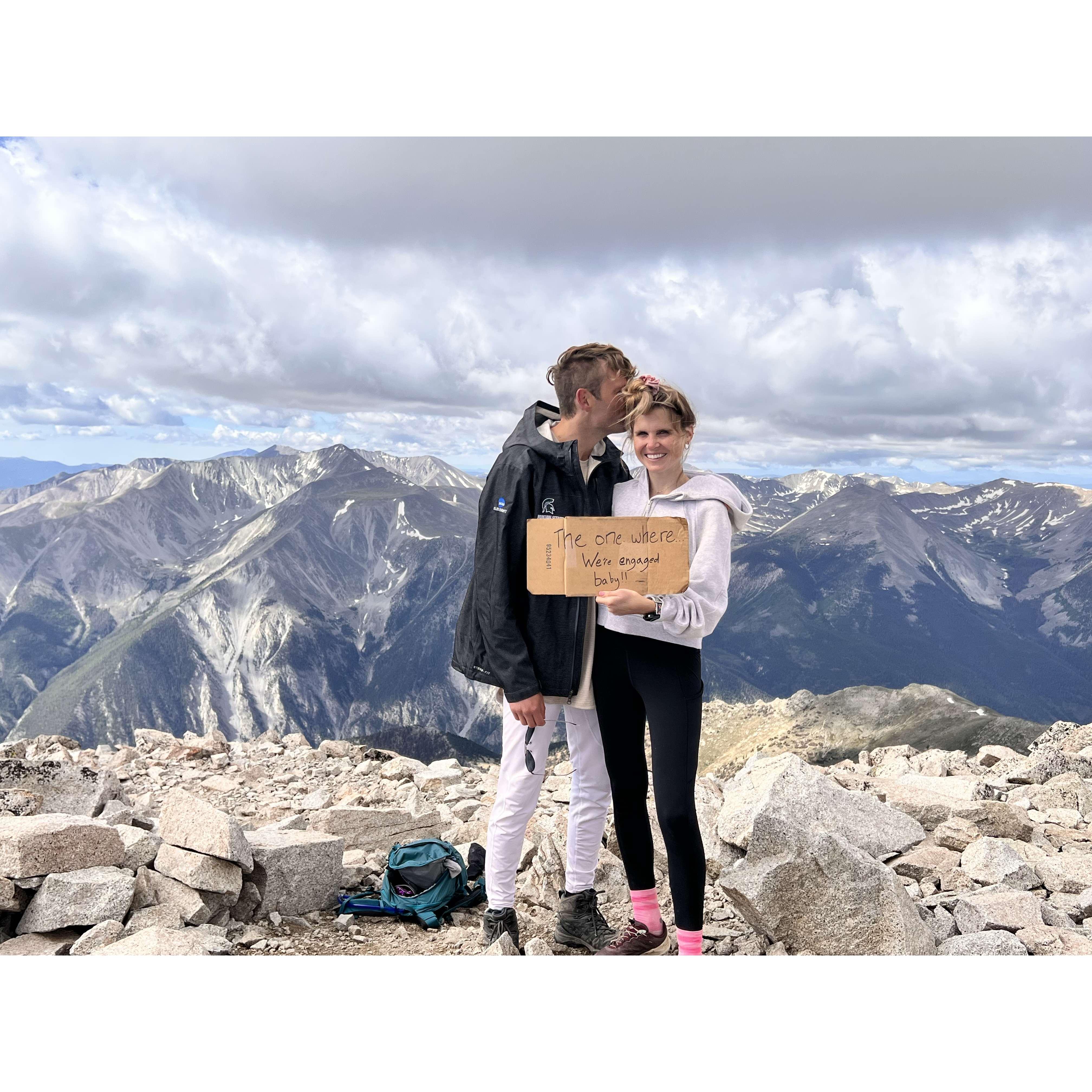 The one where we are engaged. Mt Princeton 14,197.