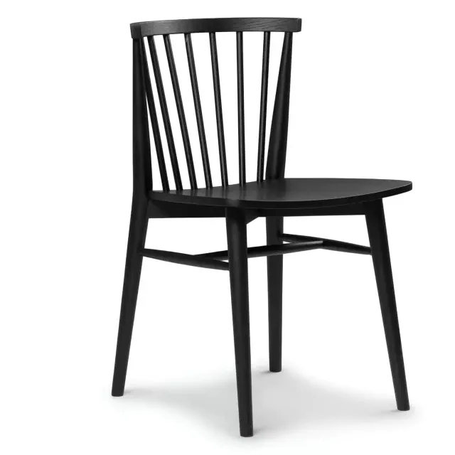 Four Black Oak Wood Dining chairs