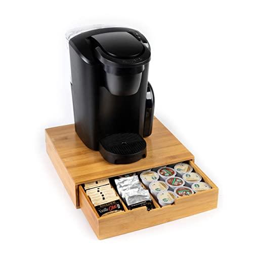 BAMBOO LAND mind reader k cup holder/storage, bamboo coffee cup drawer storage/organizer, K- cup holder, bamboo leaf tea box, Verismo, Dolce Gusto, K-Cup Carousel