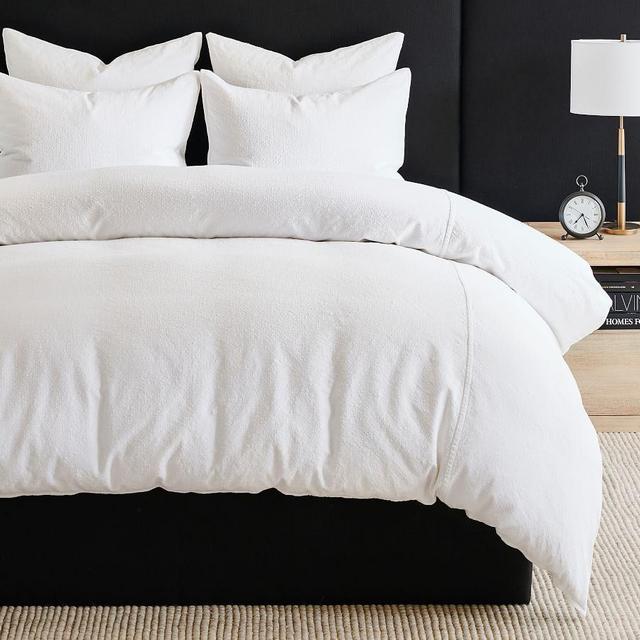 White Cotton Casual Organic Duvet Cover, King/Cal. King