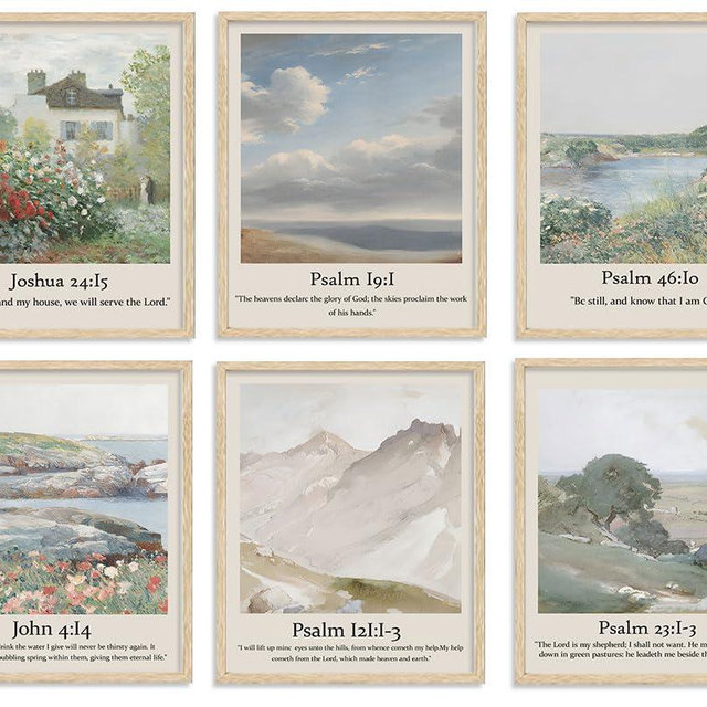 Bible Verses Wall Decor Set of 6 Christian Jesus Pictures Wall Art Psalms Scripture Poster Scripture Gallery Prints Religious Quotes Wall Art 8 * 10Inch*6-Unframed