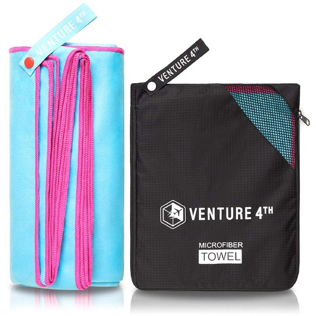 VENTURE 4TH Quick Dry Travel Towel - Fast Drying Ultra Soft Microfiber Towels - Essential for Camping, Backpacking, Yoga, Swimming, Gym, Sports and Beach - 3 Compact Sizes