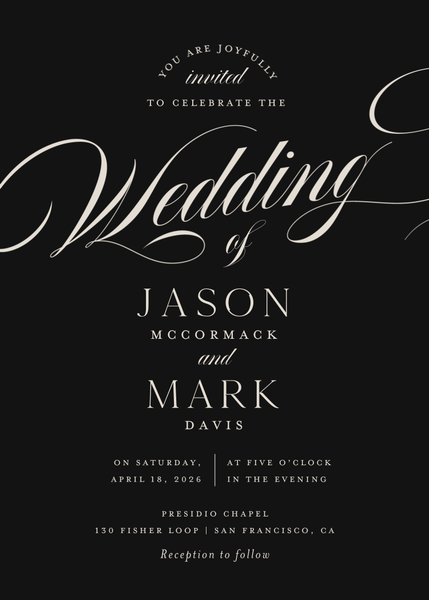 Marquis Portrait | Black | Zola Wedding Invitations