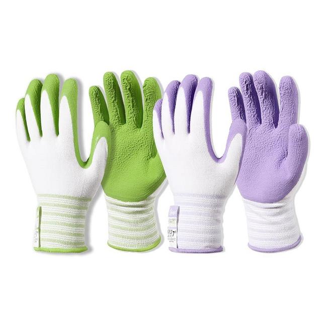 Brigic Bamboo Gardening Gloves, Breathable Rubber Coated, Touch, Outdoor Work Garden Gloves For Women, Green & Purple
