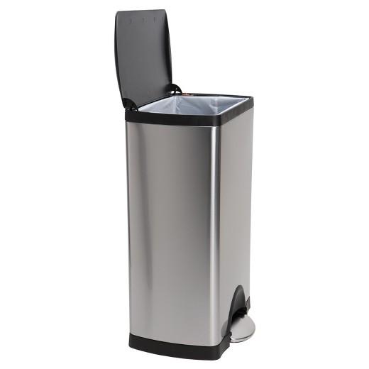 Simplehuman studio 38 Liter Rectangular Step Trash Can, Brushed Stainless Steel - Black Plastic Lid