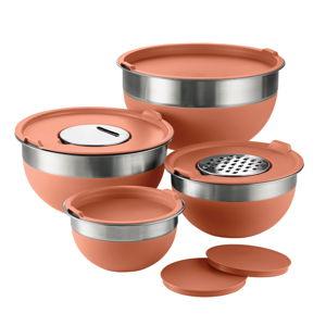 10 Piece Covered Stainless Steel and Silicone Mixing Bowl Set