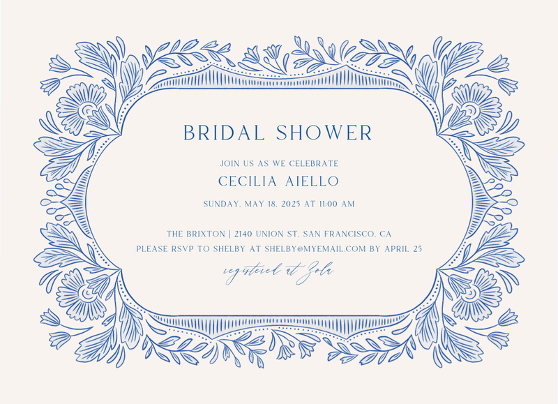 Caleania Landscape | Dark Cobalt | Zola Wedding & Bridal Shower Invitations
