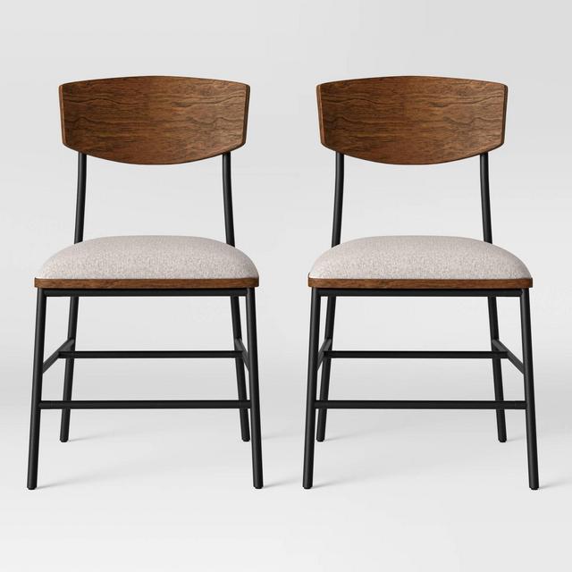 2pk Telstar Mid-Century Modern Mixed Material Dining Chairs Beige - Project 62™