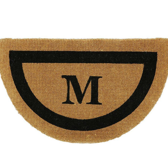 Monogrammed Framed Half-Round Doormat, Black, 22" x 36"